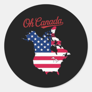 Funny Oh Canada Funny Trump Map Of Usa 1  Classic Round Sticker