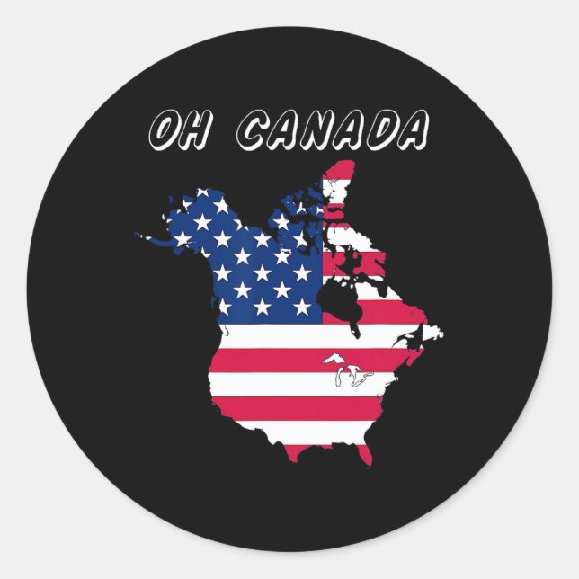 Funny Oh Canada Funny Trump Map Of Usa  Classic Round Sticker (Front)