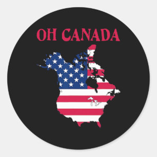 Funny Oh Canada Funny Trump Map Of Usa Tee 1  Classic Round Sticker