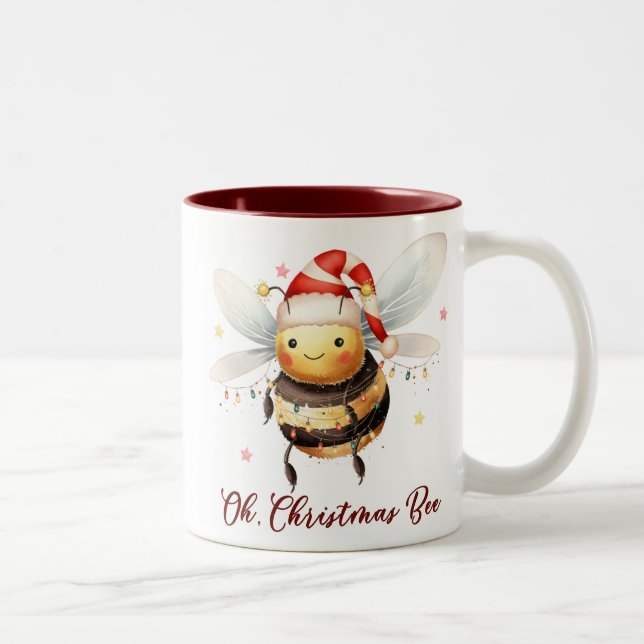 Funny Oh Christmas Bee Two-Tone Coffee Mug (Right)