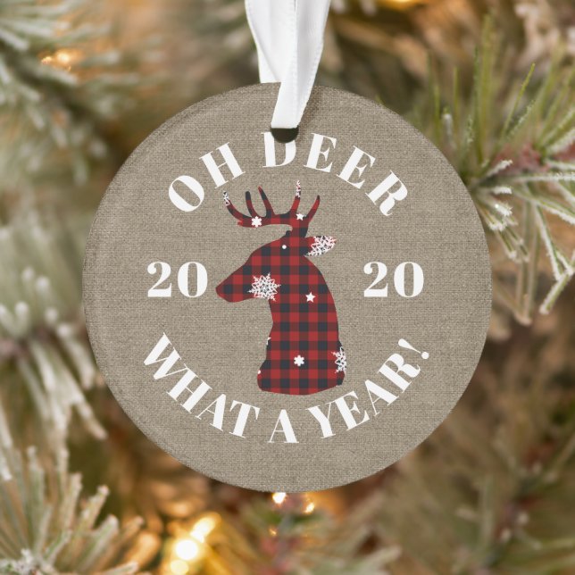 Funny Oh Deer 2020 Photo Ornament (Tree)
