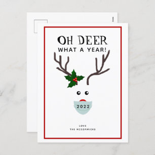 Funny Oh Deer What A Year 2021 Christmas  Holiday Postcard