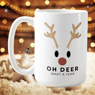 Funny Oh Deer What a Year Christmas Coffee Mug
