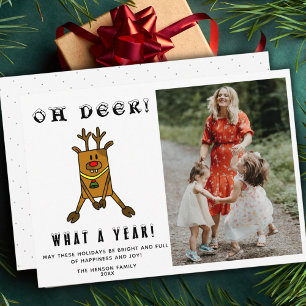 Funny Oh Deer What a Year Christmas Photo Holiday Card