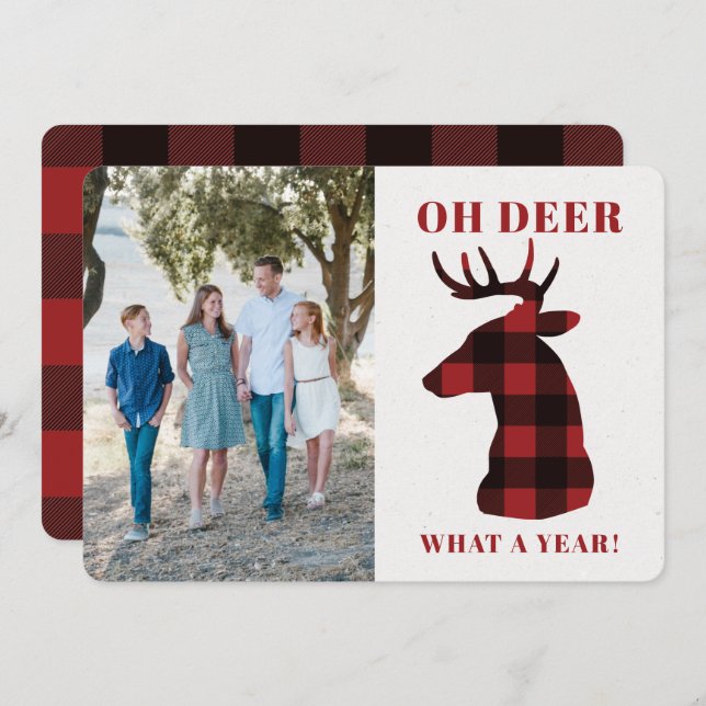 Funny Oh Deer What a Year Photo Holiday Card (Front/Back)