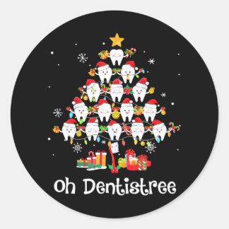 Funny Oh Dentistree Christmas Tree Dentist Dental Classic Round Sticker