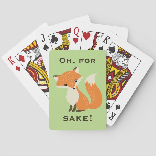 Funny Oh, For Fox Sake Green Playing Cards (Back)
