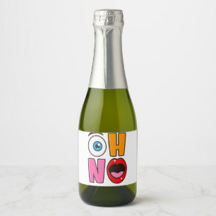 Funny “Oh No” Cartoon Sparkling Wine Label