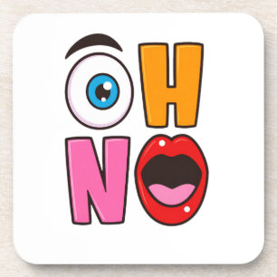 Funny “Oh No” Cartoon Sparkling Wine Label Coaster
