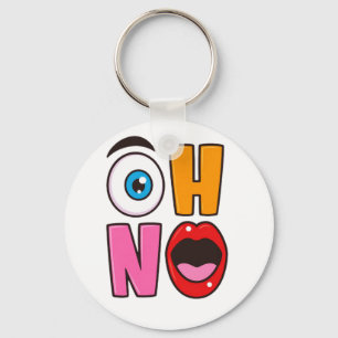 Funny “Oh No” Cartoon Sparkling Wine Label Key Ring