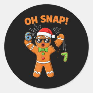 Funny Oh Snap 67 Six Seven Meme Gingerbread Men Wo Classic Round Sticker