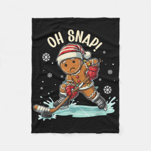 Funny Oh Snap Christmas Gingerbread Playing Ice Ho Fleece Blanket