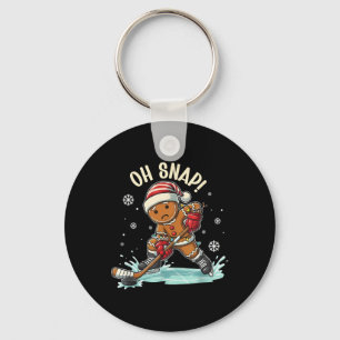 Funny Oh Snap Christmas Gingerbread Playing Ice Ho Key Ring