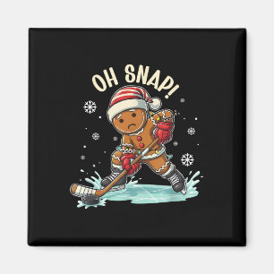 Funny Oh Snap Christmas Gingerbread Playing Ice Ho Magnet