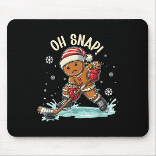 Funny Oh Snap Christmas Gingerbread Playing Ice Ho Mouse Pad