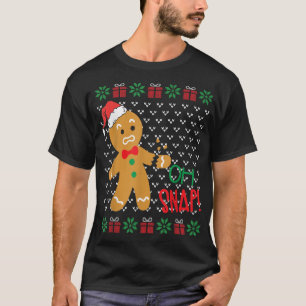 Funny Oh Snap Gingerbread Man Broken Arm Ugly Chri T-Shirt