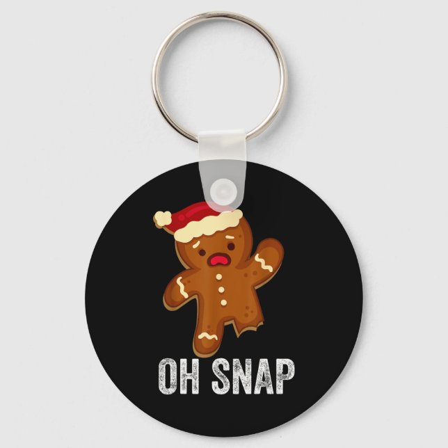 Funny Oh Snap Gingerbread Man Christmas Cookie Xma Key Ring (Front)