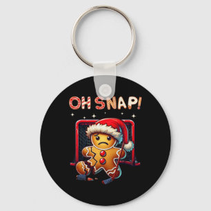 Funny Oh Snap Hockey Gingerbread Christmas Santa H Key Ring