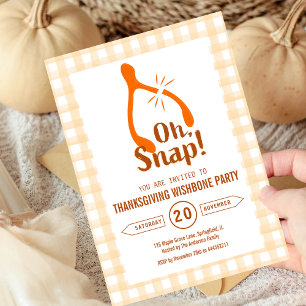 Funny Oh Snap Turkey Wishbone Thanksgiving  Invitation