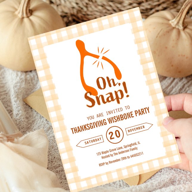 Funny Oh Snap Turkey Wishbone Thanksgiving  Invitation (Funny Oh Snap Turkey Wishbone Thanksgiving Invitation fall)