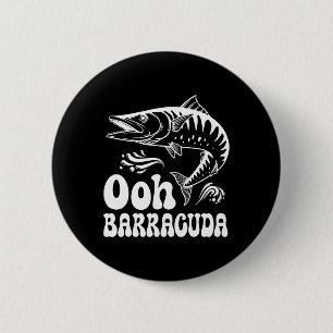 Funny Ohh Barracuda Fishing For Rock Music Lovers  6 Cm Round Badge