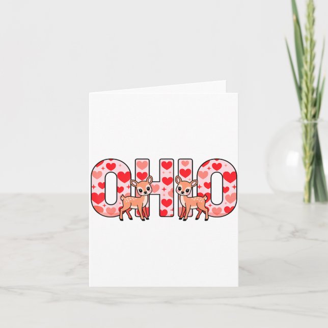 Funny Ohio Deer Midwestern Party O-h-i-o In Valent Card (Front)