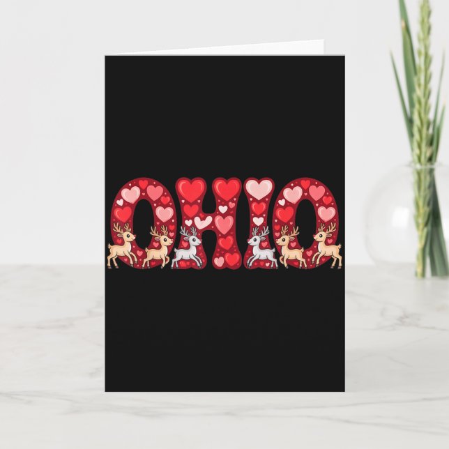 Funny Ohio Deer Midwestern Party O-h-i-o In Valent Card (Front)