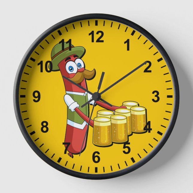Funny Oktoberfest German Sausage Clock (Front)