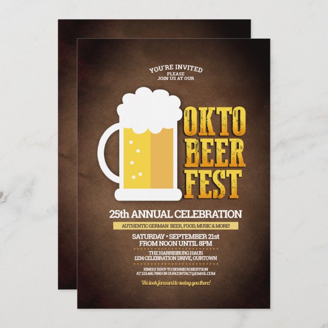 Funny Oktoberfest Party Invitation (Front/Back)