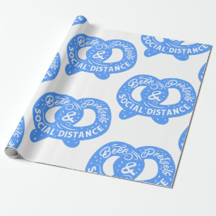 funny oktoberfest pretzel social distancing covid wrapping paper