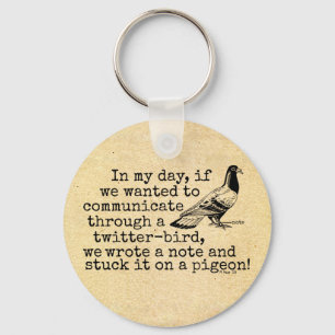 Funny Old Age Twitter Bird Pigeon Key Ring