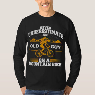 Funny Old Biker Mountain Bike Gift Cute Bicycle Ri T-Shirt