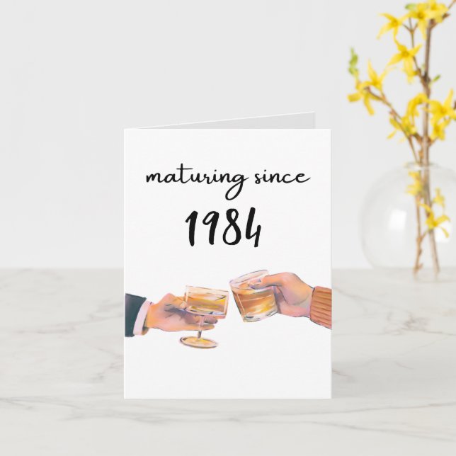 funny old birthday whiskey mature humor card (Yellow Flower)