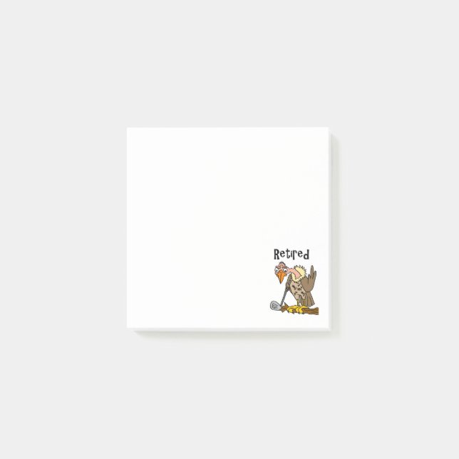 Funny Old Buzzard Playing Golf Retired Cartoon Post-it Notes (Front)