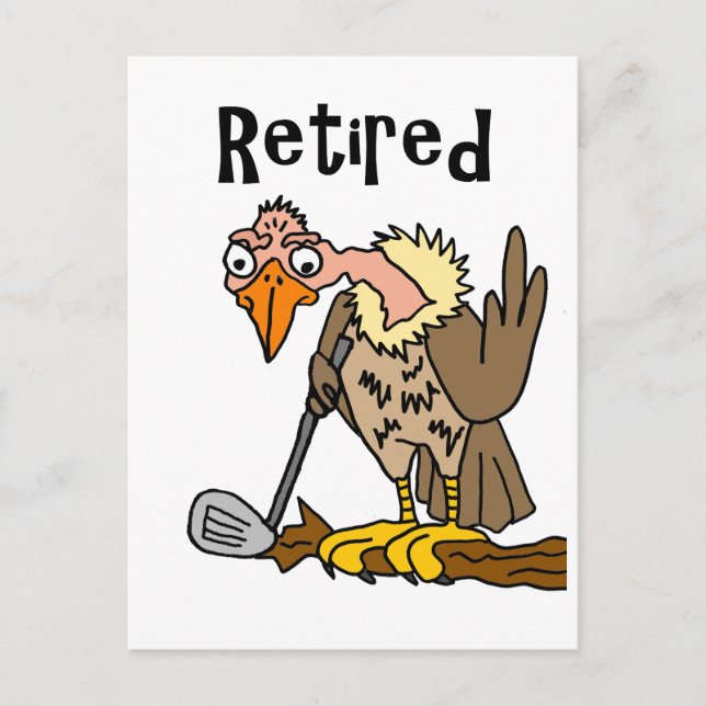 Funny Old Buzzard Playing Golf Retired Cartoon Postcard (Front)