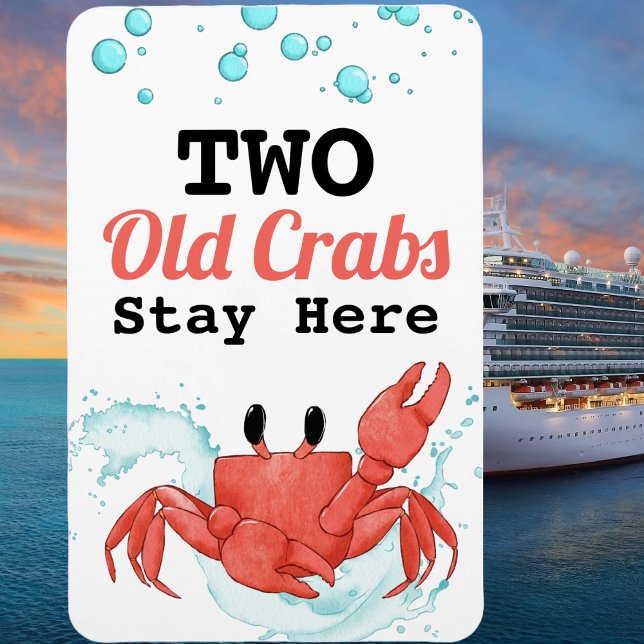 Funny Old Crab Cabin Door Marker Cruise Ship Magnet (Cruise ship door decor Funny crab.)