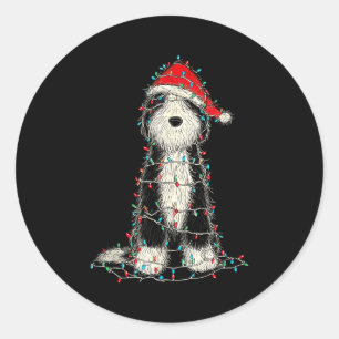 Funny Old English Sheepdog Christmas Graphics Dog  Classic Round Sticker