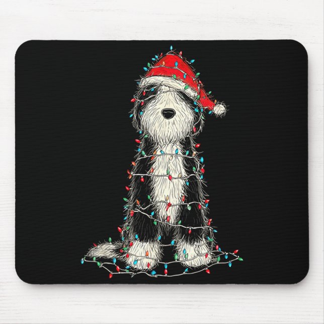 Funny Old English Sheepdog Christmas Graphics Dog  Mouse Pad (Front)