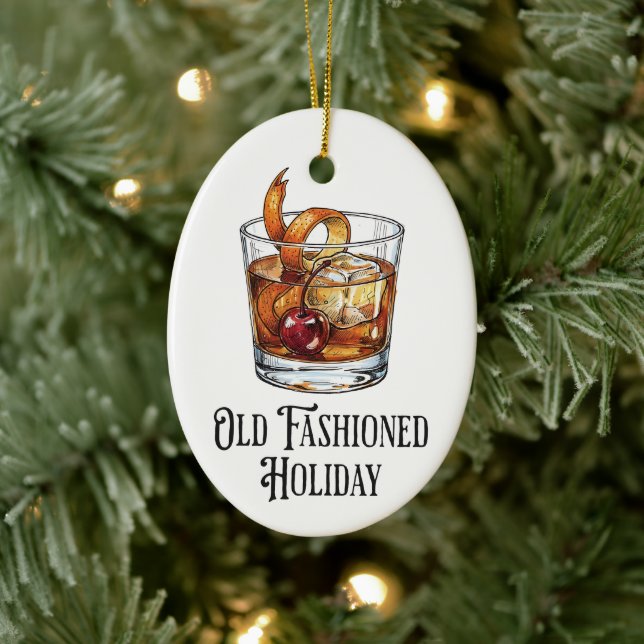 Funny Old Fashion Holiday Cocktail Christmas  Ceramic Ornament (Tree)