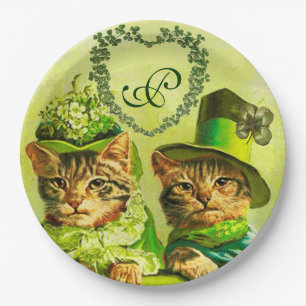 FUNNY OLD FASHION ST.PATRICK'S DAY CATS HEART PAPER PLATE