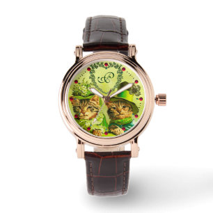 FUNNY OLD FASHION ST.PATRICK'S DAY CATS HEART WATCH
