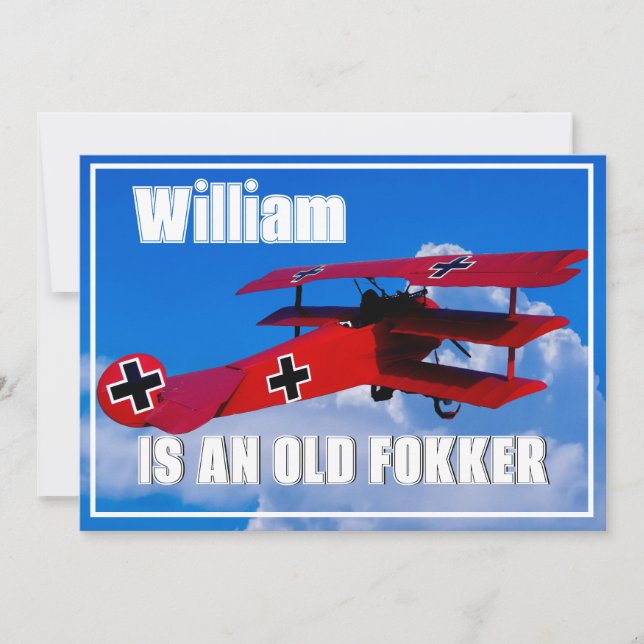 Funny Old Fokker DR 1 Invitation (Front)