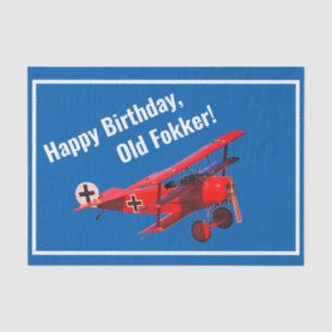 Funny "Old Fokker" Triplane Birthday Tissue Paper