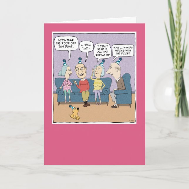 Funny Old Folks Hard of Hearing Birthday Card (Front)