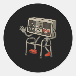 Funny Old Gamer Gaming Retro 80s 90s Retro Video G Classic Round Sticker