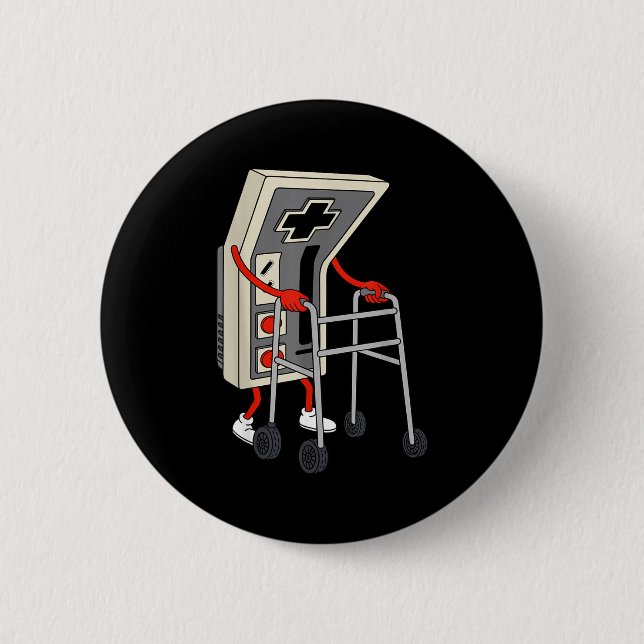 Funny Old Gamer Gaming Retro 80s 90s Video Game Ol 6 Cm Round Badge (Front)