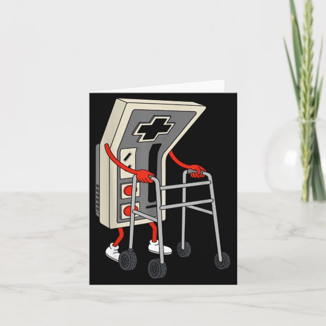 Funny Old Gamer Gaming Retro 80s 90s Video Game Ol Card (Front)