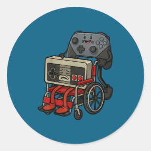 Funny Old Gamer Gaming Retro Classic Round Sticker