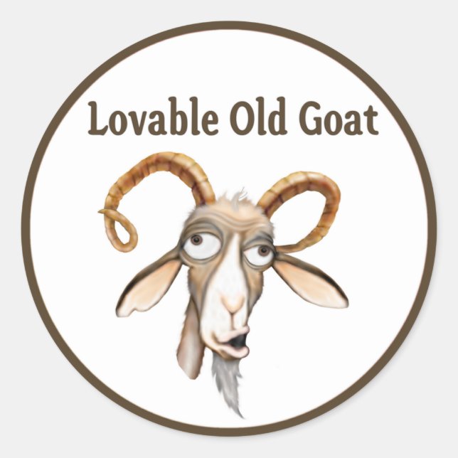 Funny Old Goat Classic Round Sticker (Front)