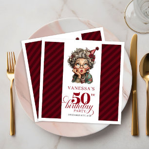 Funny Old Lady 50th Birthday Party Table Paper  Napkin